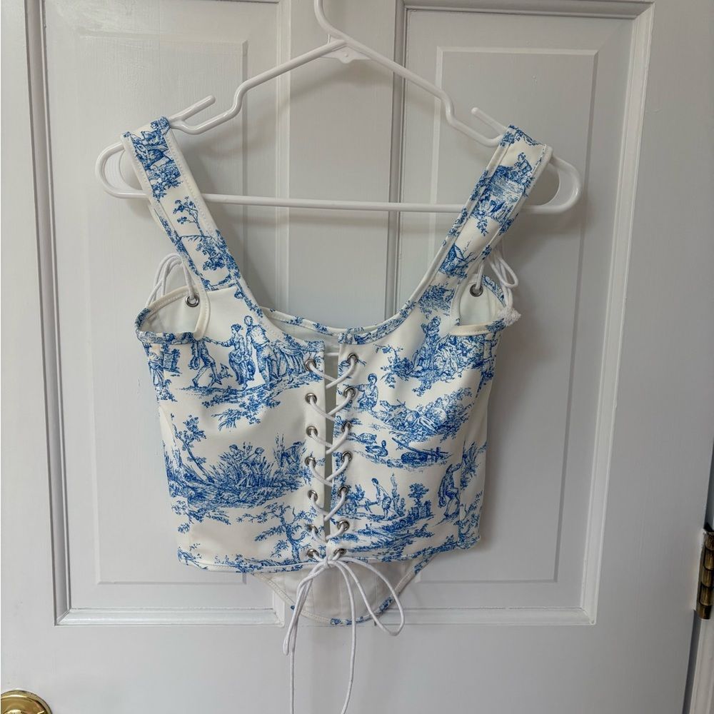 White and Blue Corset Top - Picture 7 of 7